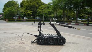 CALIBER® T5 swat EOD robot on thether