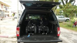 Two CALIBER® T5 swat EOD robot in trunk