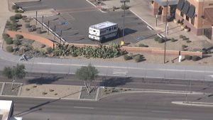 Bomb threat against armored truck closes part of Pavilions shopping center - Photo by Cliff Castle Chopper